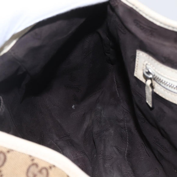 GUCCI GG Canvas GG Twins Hand Bag Beige Silver 232963 Auth 160004