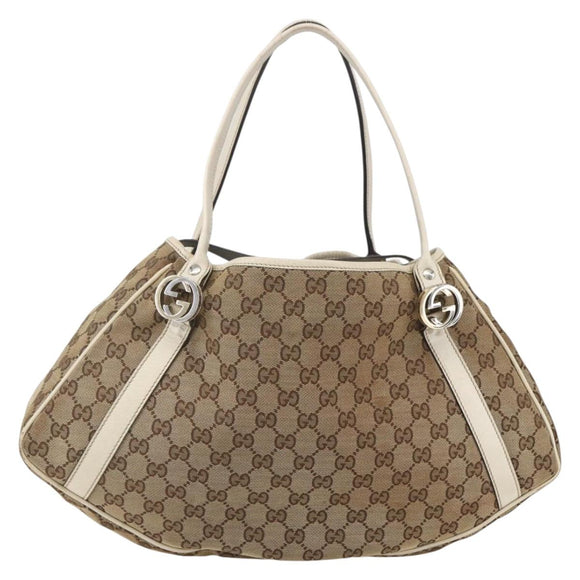 GUCCI GG Canvas GG Twins Hand Bag Beige Silver 232963 Auth 160004