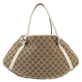 GUCCI GG Canvas GG Twins Hand Bag Beige Silver 232963 Auth 160004 - 0