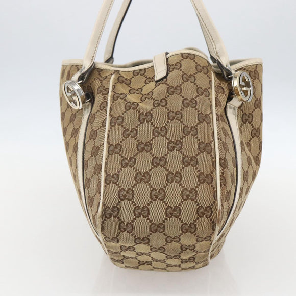 GUCCI GG Canvas GG Twins Hand Bag Beige Silver 232963 Auth 160004