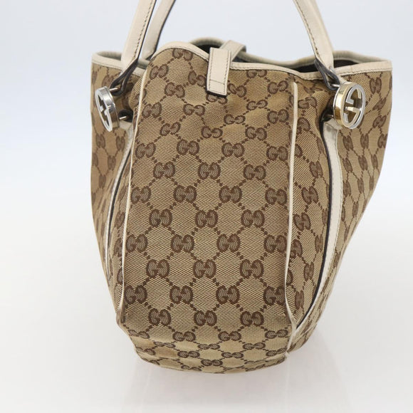 GUCCI GG Canvas GG Twins Hand Bag Beige Silver 232963 Auth 160004
