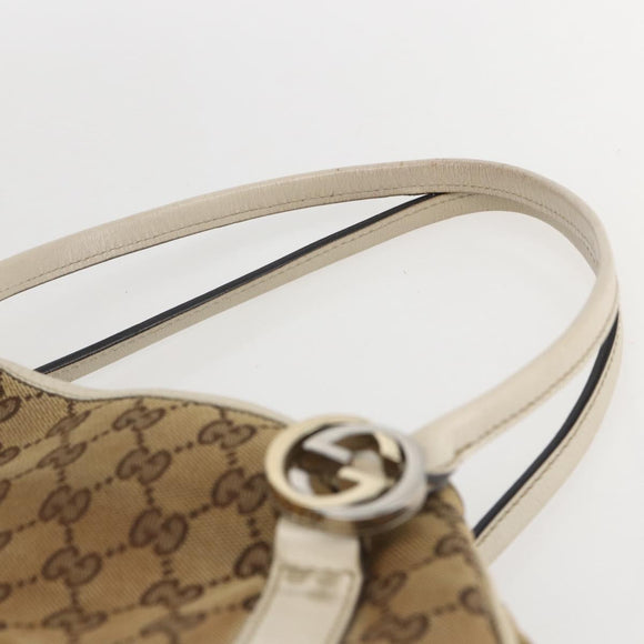 GUCCI GG Canvas GG Twins Hand Bag Beige Silver 232963 Auth 160004