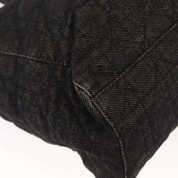 Christian Dior Lady Dior Canage Hand Bag Denim 2way Black Silver Auth 160005