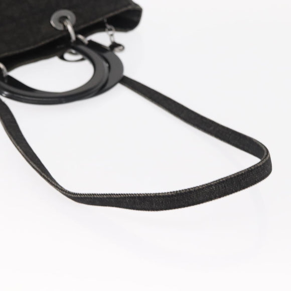 Christian Dior Lady Dior Canage Hand Bag Denim 2way Black Silver Auth 160005