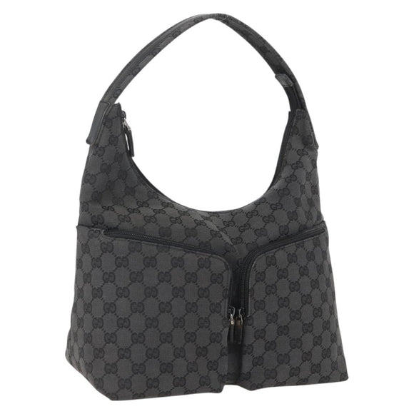 GUCCI Shoulder Bag Nylon Black Silver 001 3380 Auth 160010