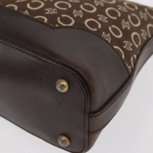 CELINE C Macadam Canvas Shoulder Bag Brown Gold Auth 160013