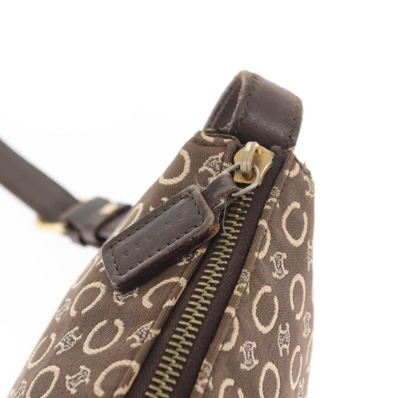 CELINE C Macadam Canvas Shoulder Bag Brown Gold Auth 160013