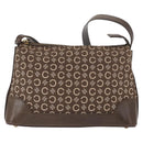 CELINE C Macadam Canvas Shoulder Bag Brown Gold Auth 160013-2