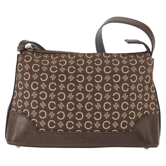 CELINE C Macadam Canvas Shoulder Bag Brown Gold Auth 160013