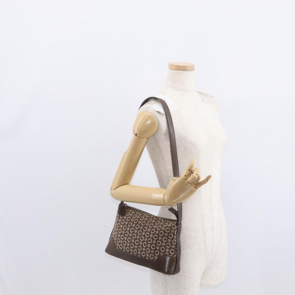 CELINE C Macadam Canvas Shoulder Bag Brown Gold Auth 160013