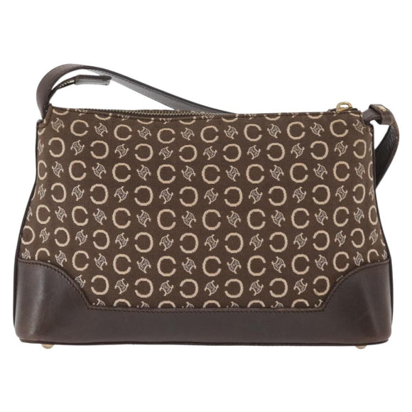 CELINE C Macadam Canvas Shoulder Bag Brown Gold Auth 160013