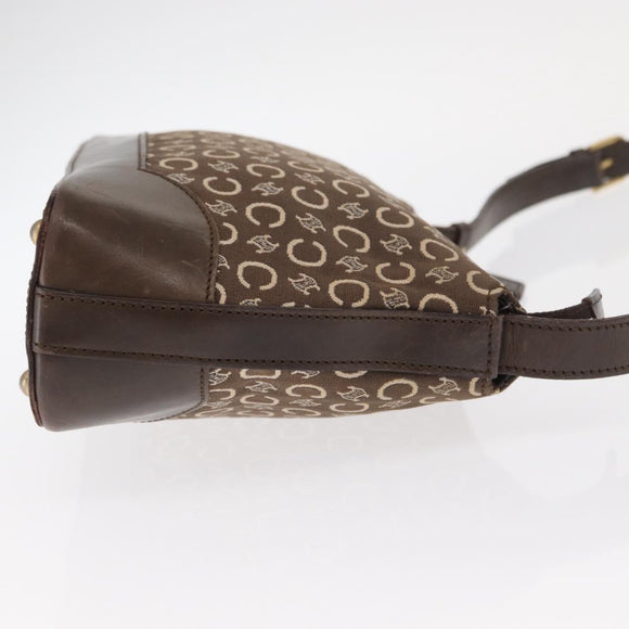 CELINE C Macadam Canvas Shoulder Bag Brown Gold Auth 160013