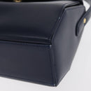 GIVENCHY Hand Bag Leather Navy Gold Auth 160019-11