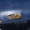 GIVENCHY Hand Bag Leather Navy Gold Auth 160019-16