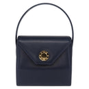 GIVENCHY Hand Bag Leather Navy Gold Auth 160019-2