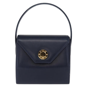 GIVENCHY Hand Bag Leather Navy Gold Auth 160019 - 0