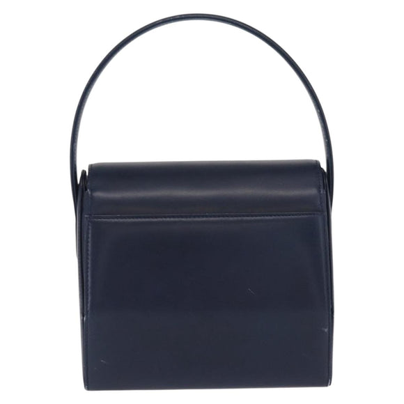 GIVENCHY Hand Bag Leather Navy Gold Auth 160019
