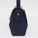 GIVENCHY Hand Bag Leather Navy Gold Auth 160019-4