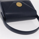 GIVENCHY Hand Bag Leather Navy Gold Auth 160019-6