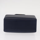 GIVENCHY Hand Bag Leather Navy Gold Auth 160019-9