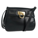 Salvatore Ferragamo Gancini Shoulder Bag Leather Black Gold Auth 160020-1