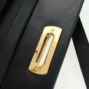 Salvatore Ferragamo Gancini Shoulder Bag Leather Black Gold Auth 160020-10