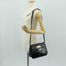 Salvatore Ferragamo Gancini Shoulder Bag Leather Black Gold Auth 160020-23