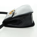 Salvatore Ferragamo Gancini Shoulder Bag Leather Black Gold Auth 160020-3
