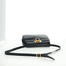 Salvatore Ferragamo Gancini Shoulder Bag Leather Black Gold Auth 160020-6