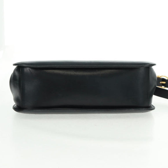 Salvatore Ferragamo Gancini Shoulder Bag Leather Black Gold Auth 160020