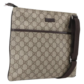 GUCCI GG Supreme Shoulder Bag PVC Beige Silver 141626 Auth 160022