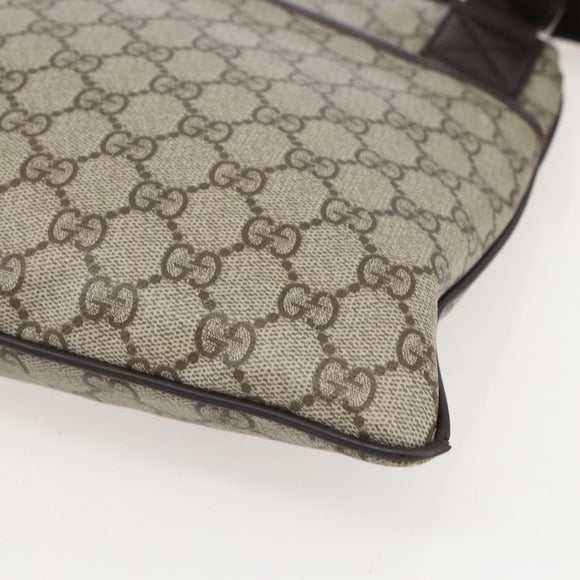 GUCCI GG Supreme Shoulder Bag PVC Beige Silver 141626 Auth 160022
