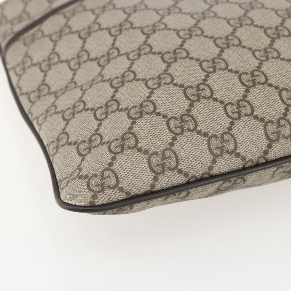 GUCCI GG Supreme Shoulder Bag PVC Beige Silver 141626 Auth 160022