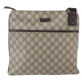 GUCCI GG Supreme Shoulder Bag PVC Beige Silver 141626 Auth 160022 - 0