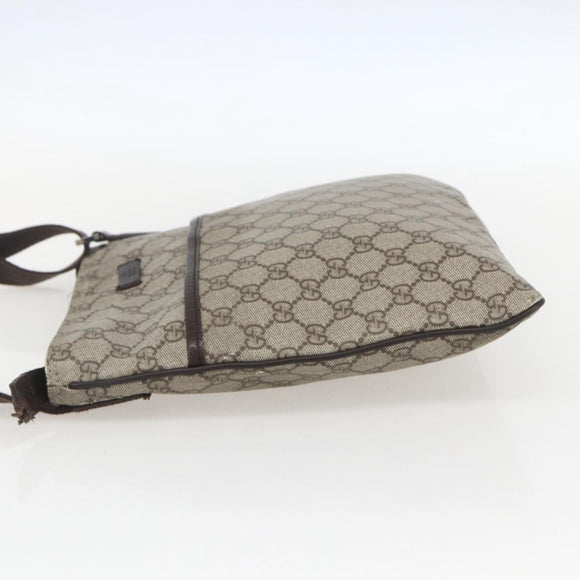 GUCCI GG Supreme Shoulder Bag PVC Beige Silver 141626 Auth 160022