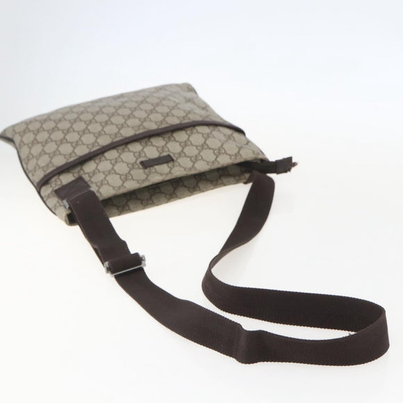 GUCCI GG Supreme Shoulder Bag PVC Beige Silver 141626 Auth 160022