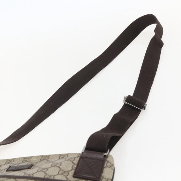 GUCCI GG Supreme Shoulder Bag PVC Beige Silver 141626 Auth 160022