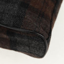 BURBERRY Nova Check Black Label Shoulder Bag Wool Black Silver Auth 160023V-15