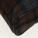 BURBERRY Nova Check Black Label Shoulder Bag Wool Black Silver Auth 160023V-16