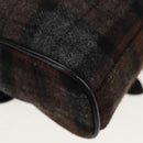 BURBERRY Nova Check Black Label Shoulder Bag Wool Black Silver Auth 160023V-17