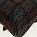 BURBERRY Nova Check Black Label Shoulder Bag Wool Black Silver Auth 160023V-18