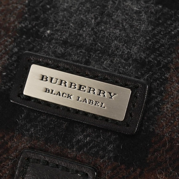 BURBERRY Nova Check Black Label Shoulder Bag Wool Black Silver Auth 160023V