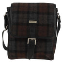 BURBERRY Nova Check Black Label Shoulder Bag Wool Black Silver Auth 160023V-13