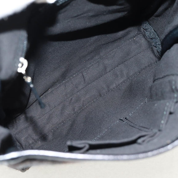 BURBERRY Nova Check Black Label Shoulder Bag Wool Black Silver Auth 160023V