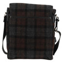 BURBERRY Nova Check Black Label Shoulder Bag Wool Black Silver Auth 160023V-2