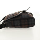 BURBERRY Nova Check Black Label Shoulder Bag Wool Black Silver Auth 160023V-3