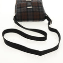 BURBERRY Nova Check Black Label Shoulder Bag Wool Black Silver Auth 160023V-7