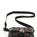 BURBERRY Nova Check Black Label Shoulder Bag Wool Black Silver Auth 160023V-14