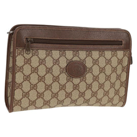 GUCCI GG Supreme Clutch Bag PVC Beige 014 122 6063 Auth 160030V