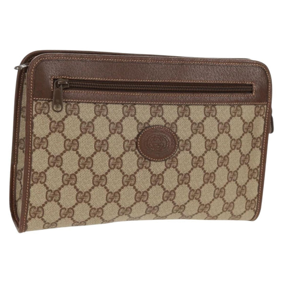 GUCCI GG Supreme Clutch Bag PVC Beige 014 122 6063 Auth 160030V